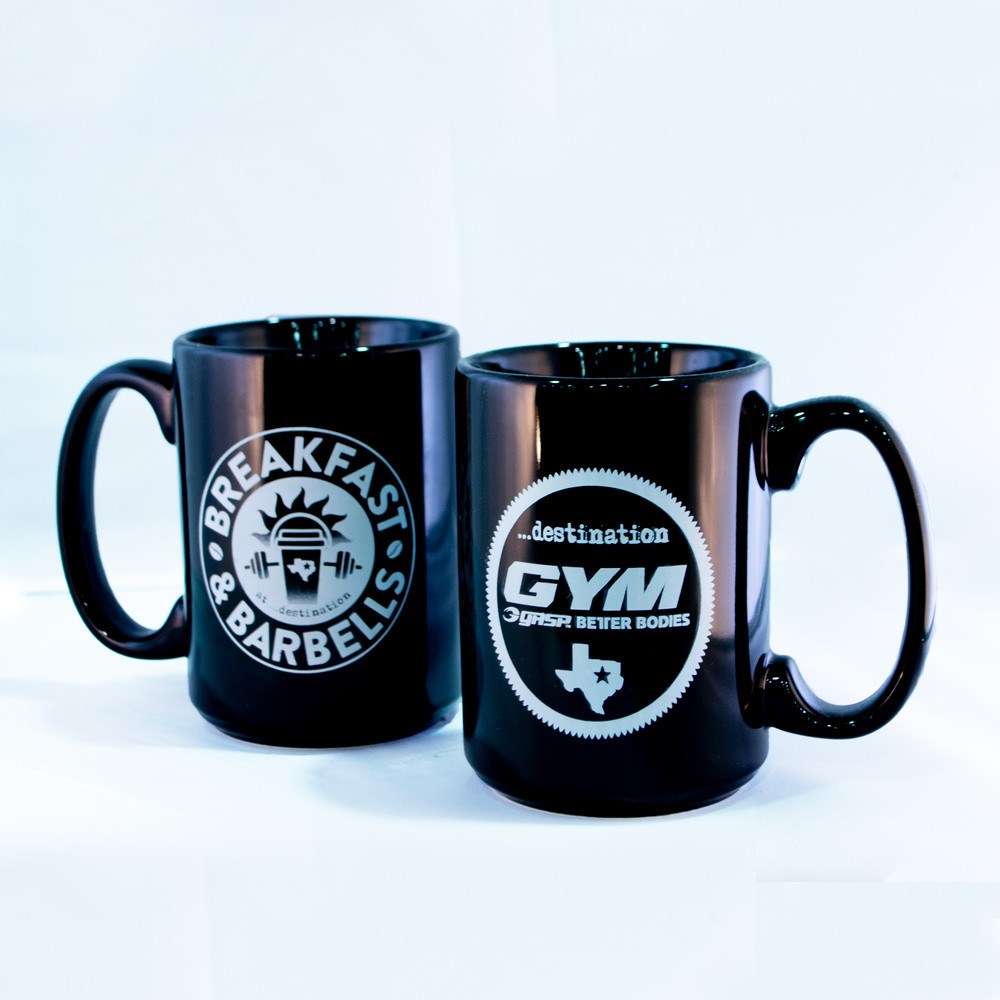 Gasp Breakfast & Barbells Coffee Mug Negros Blancos | 58679-HROS