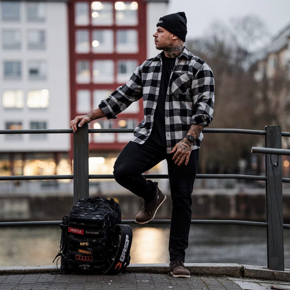 Gasp Heavy flannel shirt Grises Negros | 51624-YZRX