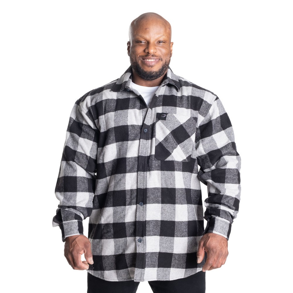 Gasp Heavy flannel shirt Grises Negros | 51624-YZRX