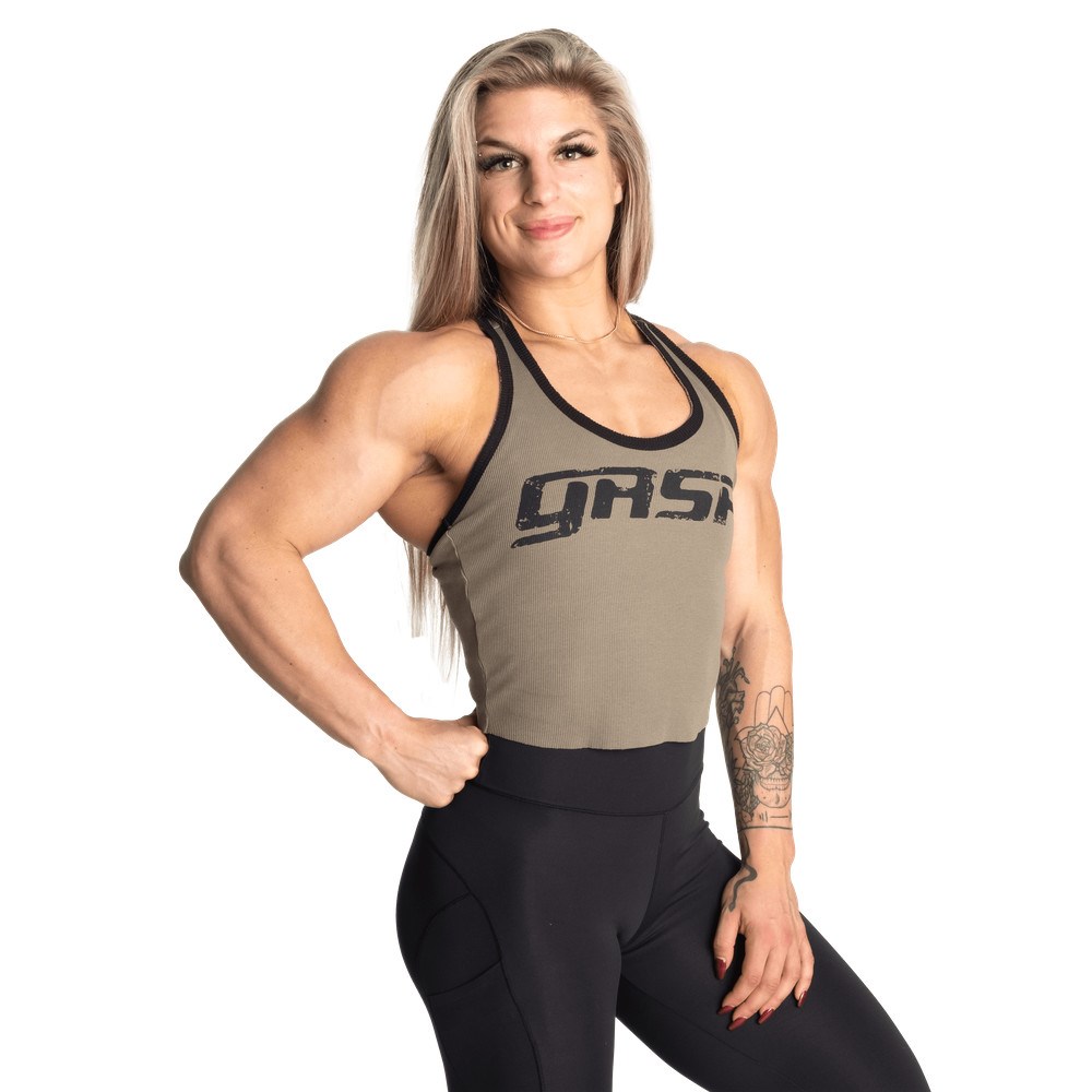 Gasp Rib crop t-back Verdes | 97253-ZURS