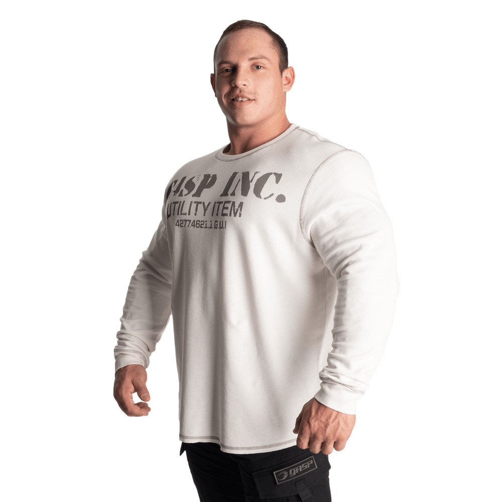 Gasp Thermal gym sweater Blancos | 04923-QFEI