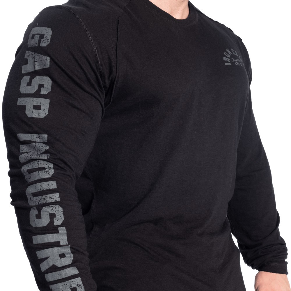 Gasp Throwback Long Sleeve Tee Negros | 13249-KVFW