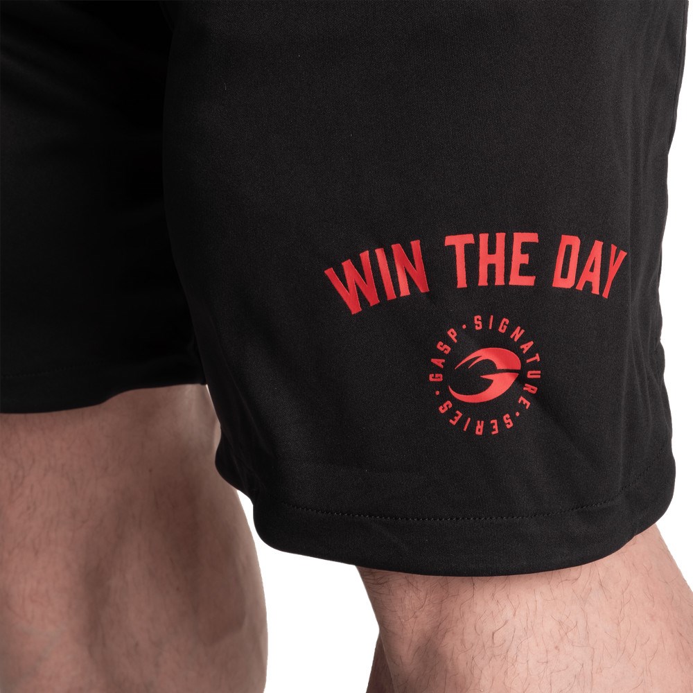 Gasp Win The Day Function Slit Shorts Negros | 80513-LXKC